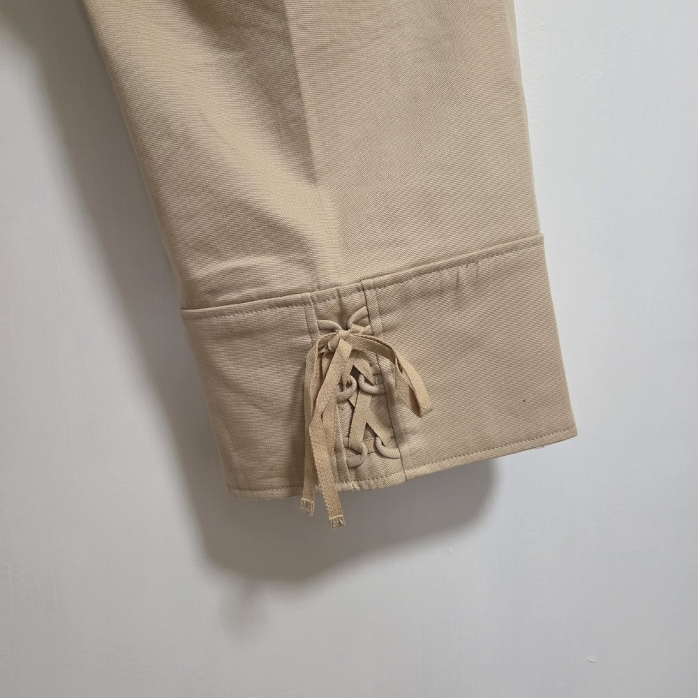 LOFT Womens Marisa Capri Pants Size 8 Beige Cropped Lace Hem Stretch Cotton - Picture 5 of 12